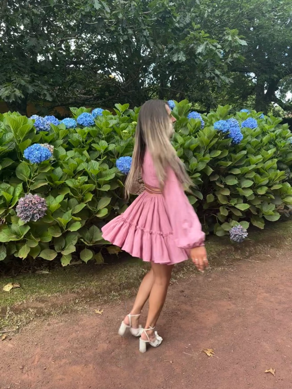 Pink Ruffle Long-Sleeve Mini Dress - Picture 7 of 7